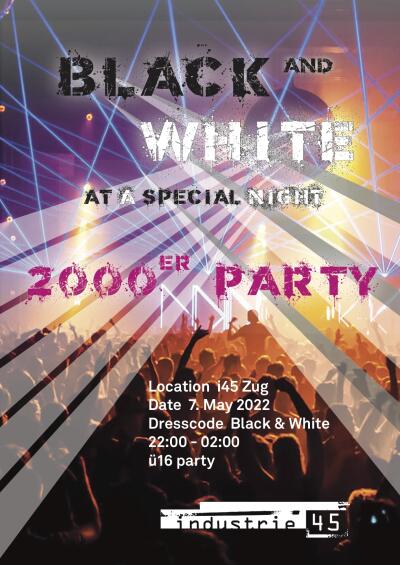 Flyer Black & white at a special night – 2000er party