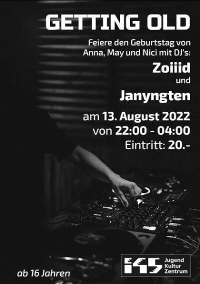 Flyer Getting Old: Geburi-Party mit Rave
